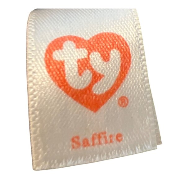 Ty Beanie Boo Saffire Blue Dragon Plush Stuffed Animal Gold Glitter Eyes 6" - Picture 6 of 6